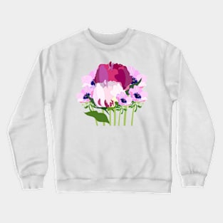 Peonies and anemones pink flowers Crewneck Sweatshirt